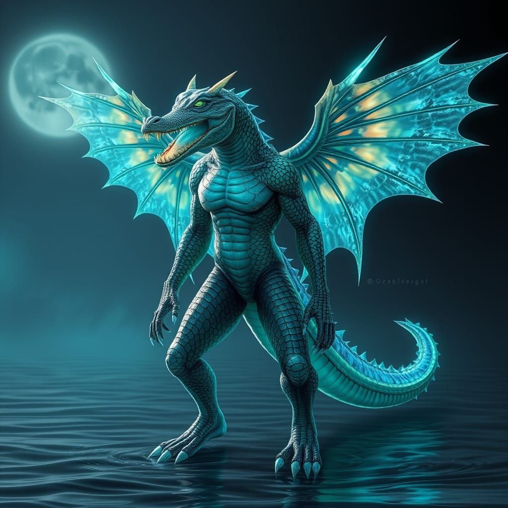 Moonlit Serpentoid in Cyberpunk Style