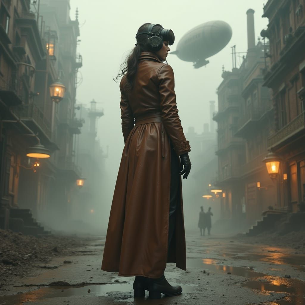 Dieselpunk Cityscape in Dark Gritty Style