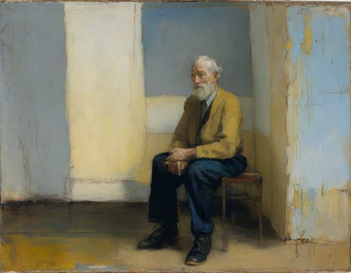 Impressionist Figure Painting of Resigned Defeat