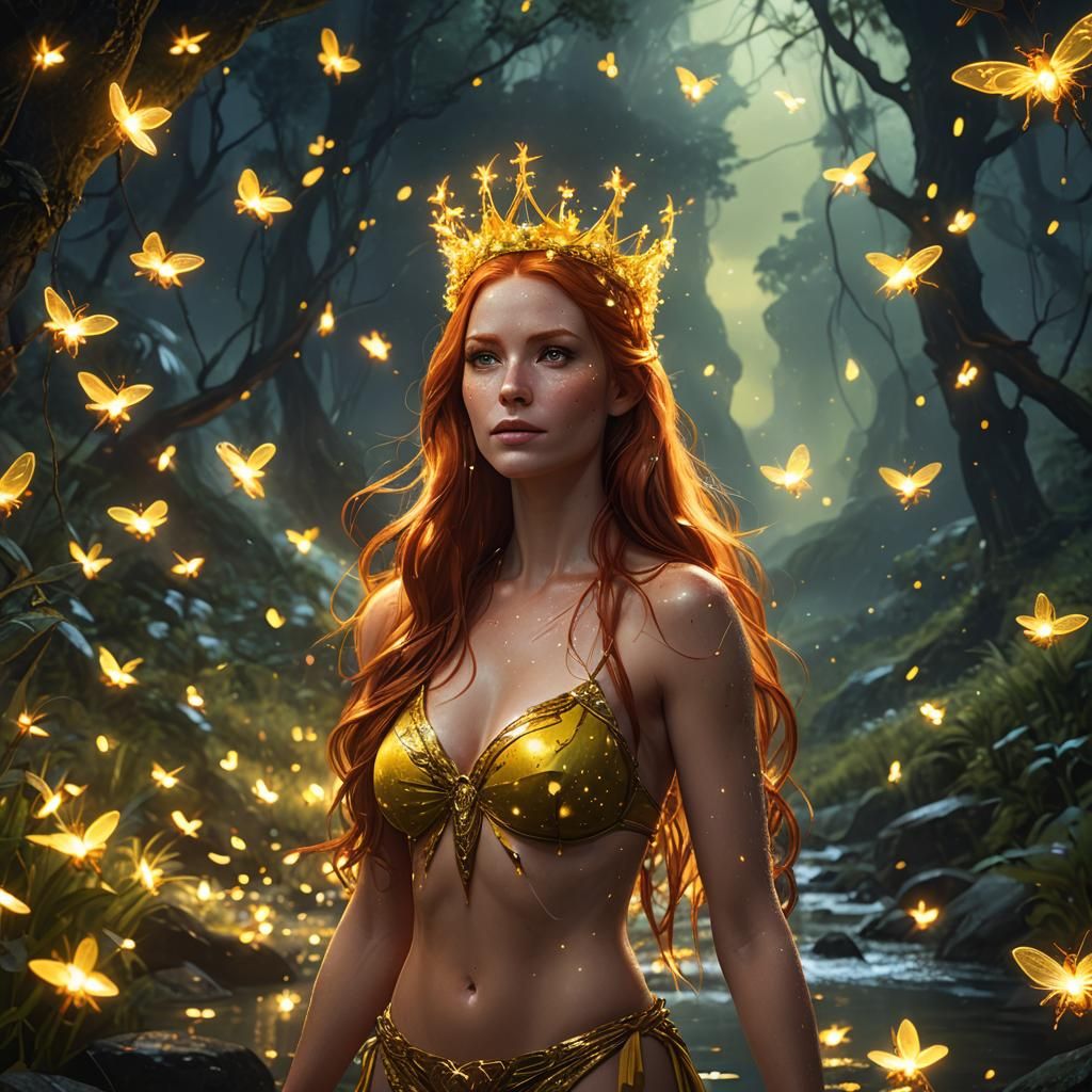 Firefly Goddess in Magical Valley: Fantasy Concept Art
