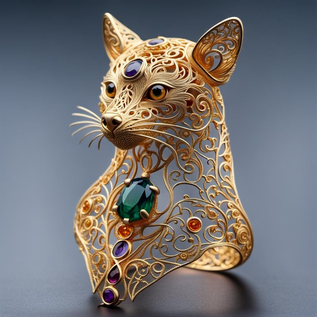 Gold Marten Gemstone Filigree Jewelry in 4K
