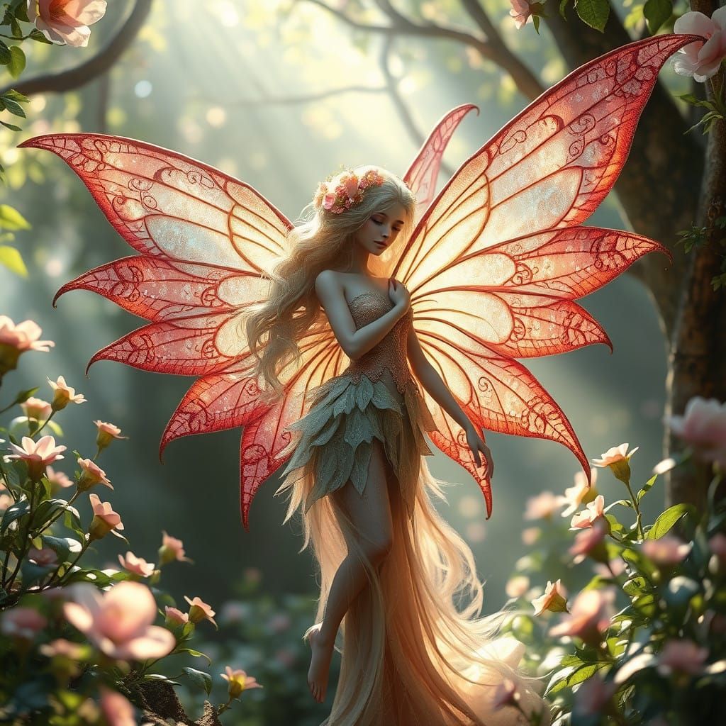 Majestic Fairy in Whimsical Forest, Fantasycore Art