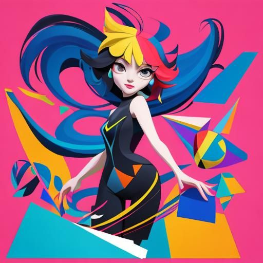 Women in Solidarity: A Joyful Cubist Drawing