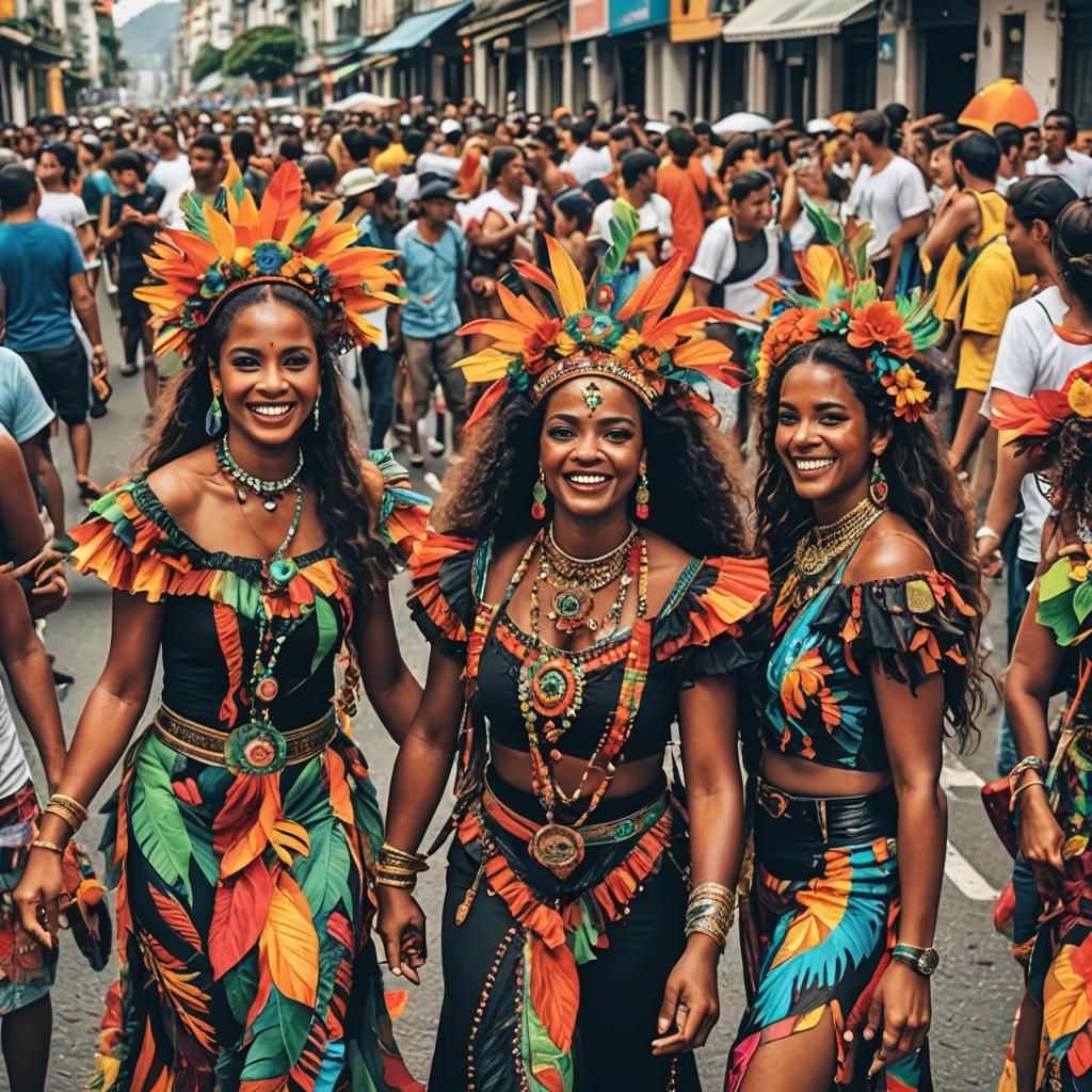 Rio Street Festival with Vibrant Colors and People