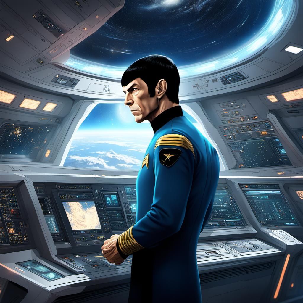 Spock on Enterprise in Detailed 3D Anime Art