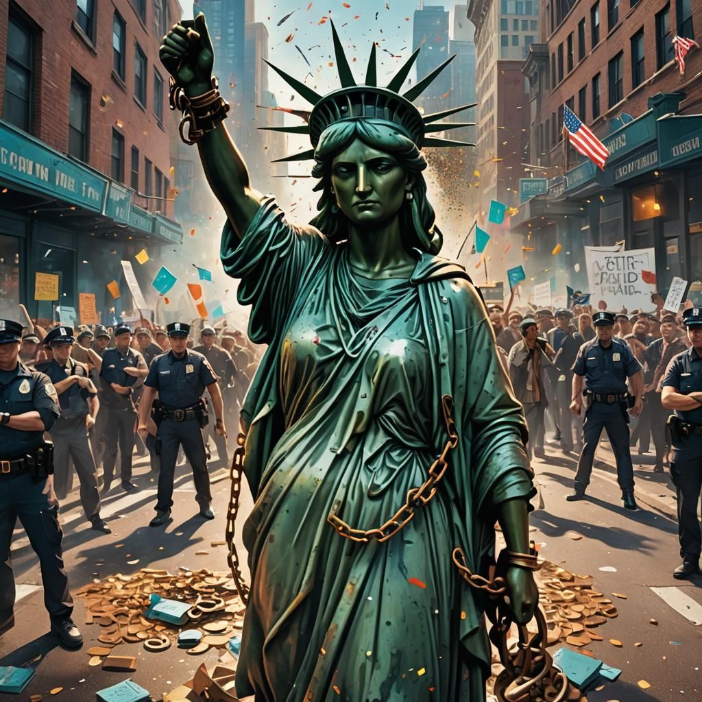 Statue of Liberty Protest: Fantasy Matte Painting
