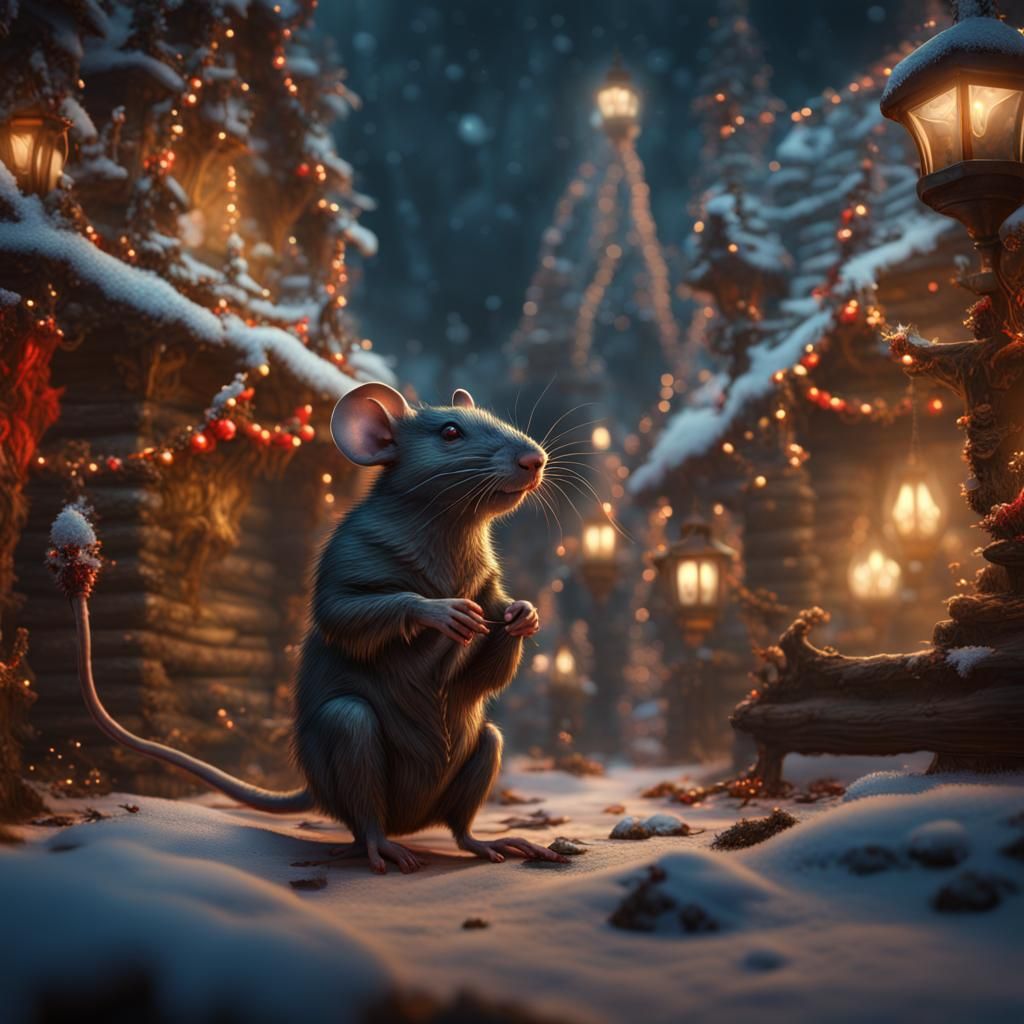 Festive Rotten Rat: Detailed Matte Painting