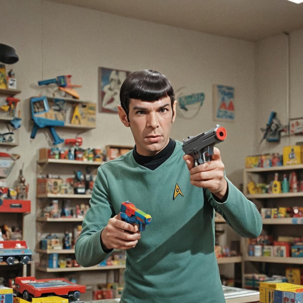 Young Spock Plays With Ray Guns: Pop Art Screen Print