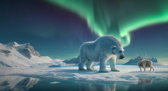 Icy Bow: Inuit Woman in Hyperrealistic Arctic Fantasy