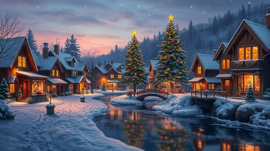 Christmas Village in an Impressionistic Style
