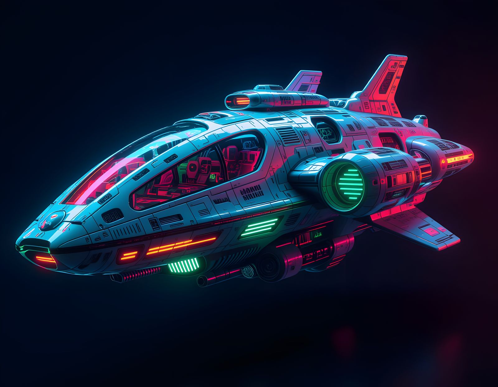 Biopunk Alien Spaceship with Neon Bioluminescence