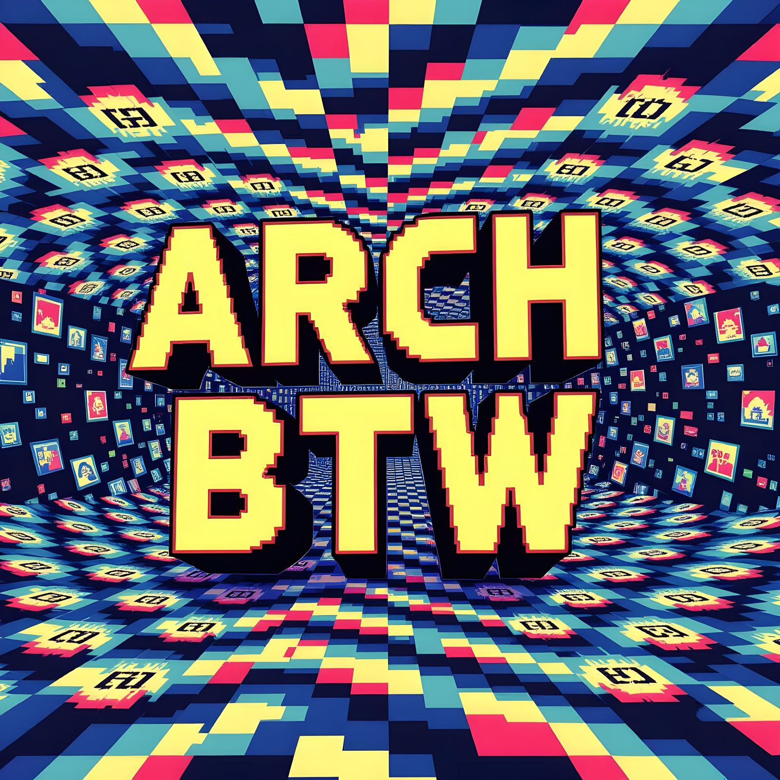 Distorted Pixel-Art of Arch Linux with a Retro Aesthetic