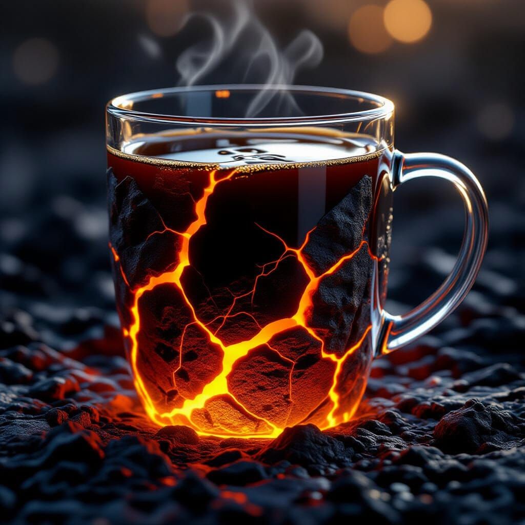 Lava and Glass: A Photorealistic Coffee Mug