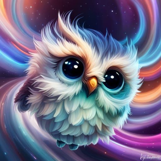 Cute Knitted Galaxy Owl: Detailed Digital Portrait