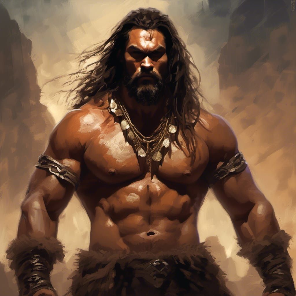 Jason Momoa as Conan in Fantasy Illustration Style