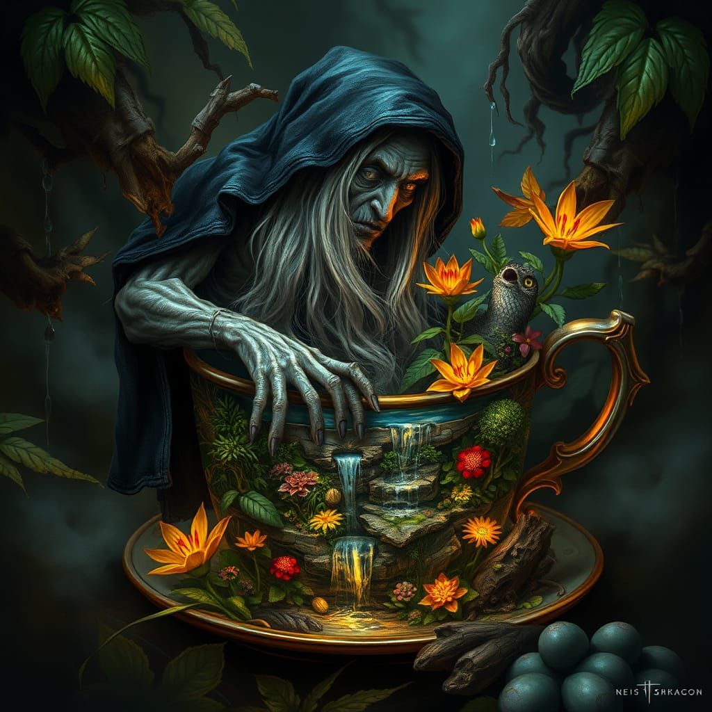 Old Forest Witch in Teacup Ecosystem