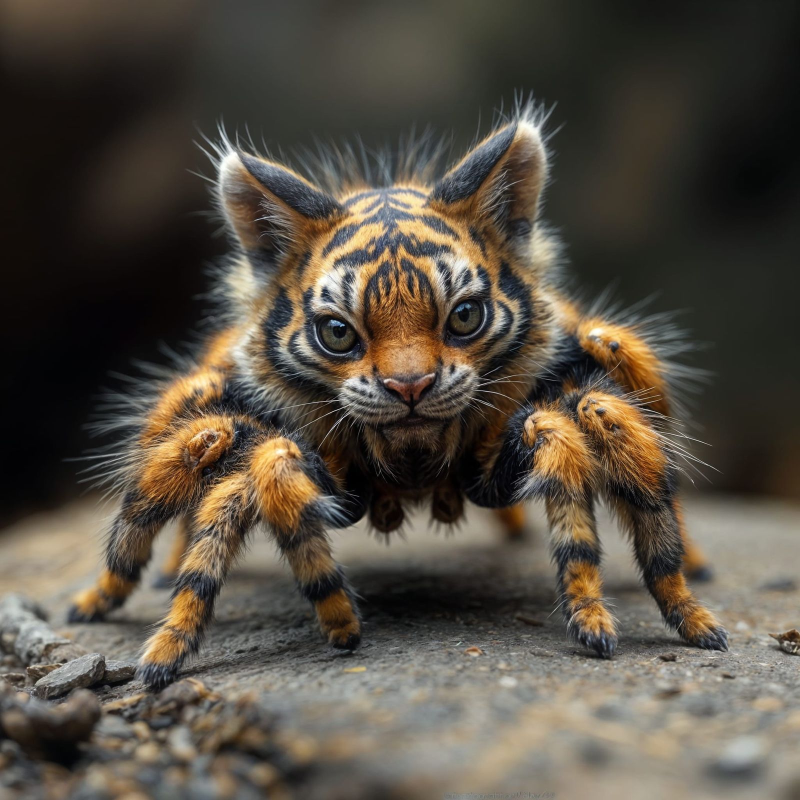 Furry Spider-Tiger Hybrid Creature
