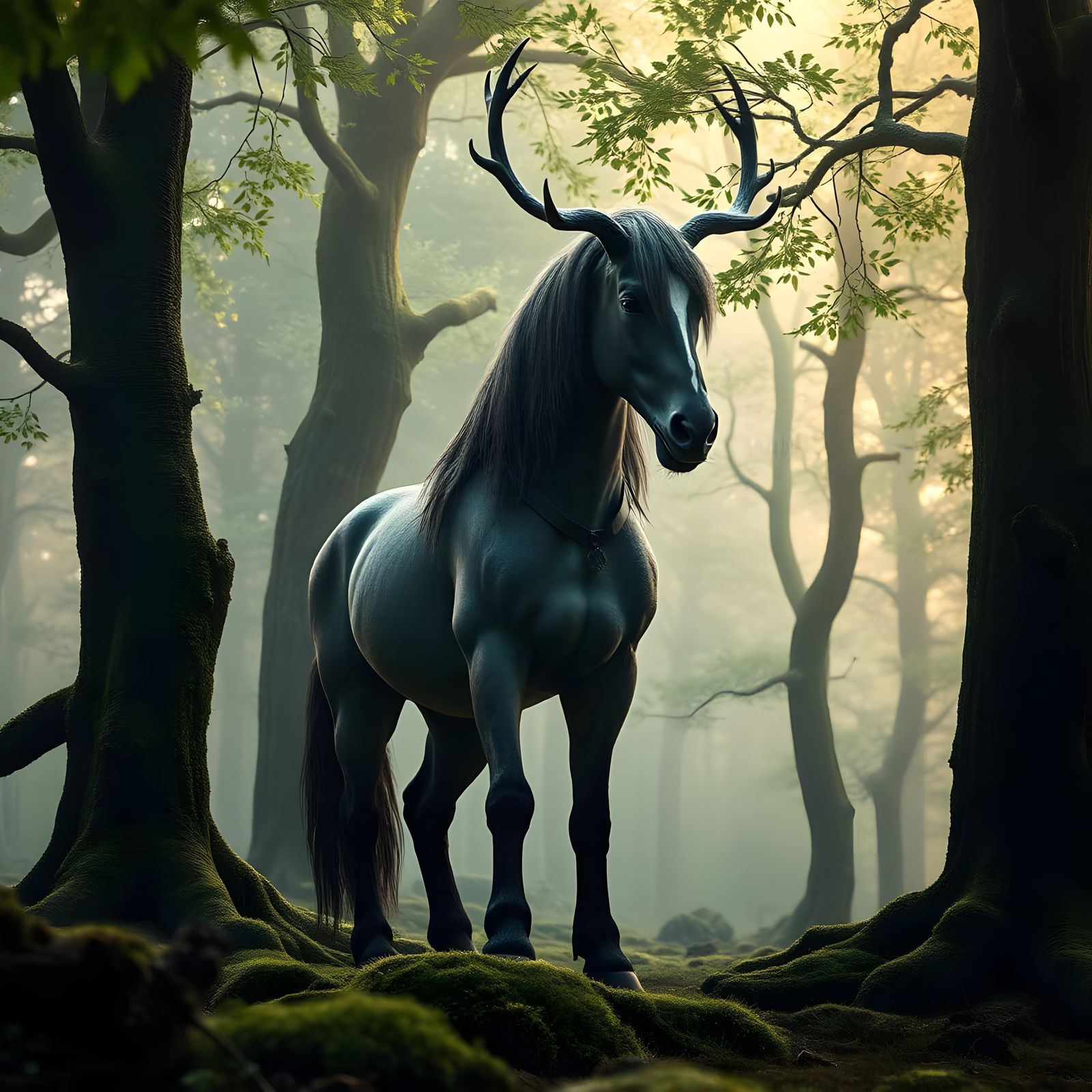 A horse with antlers