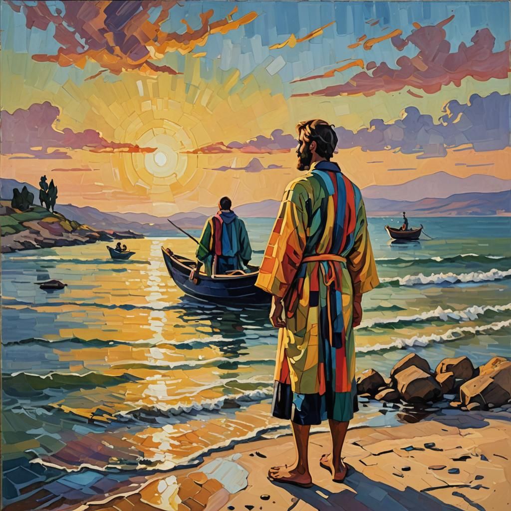Biblical Scene on Galilee in Fauvist Style
