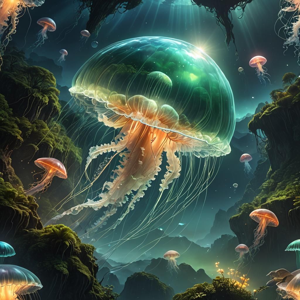 Ethereal Jellyfish World: A Fantasy Matte Painting