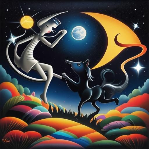 Animals Dancing with Silver Stars in Mas-Surrealism