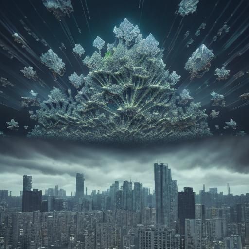 Fractal Cityscape: Exponential Growth in Crystalline Detail