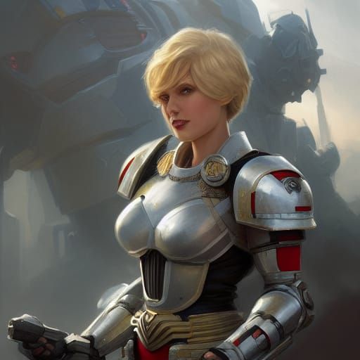 Armored Powergirl as Warhammer 40k Primarch