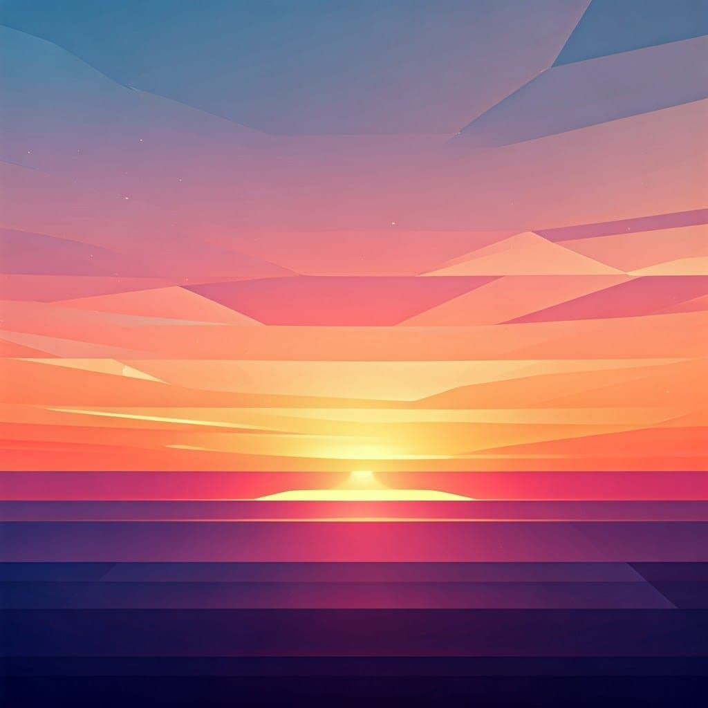 Ethereal Geometric Sunset in the Mind