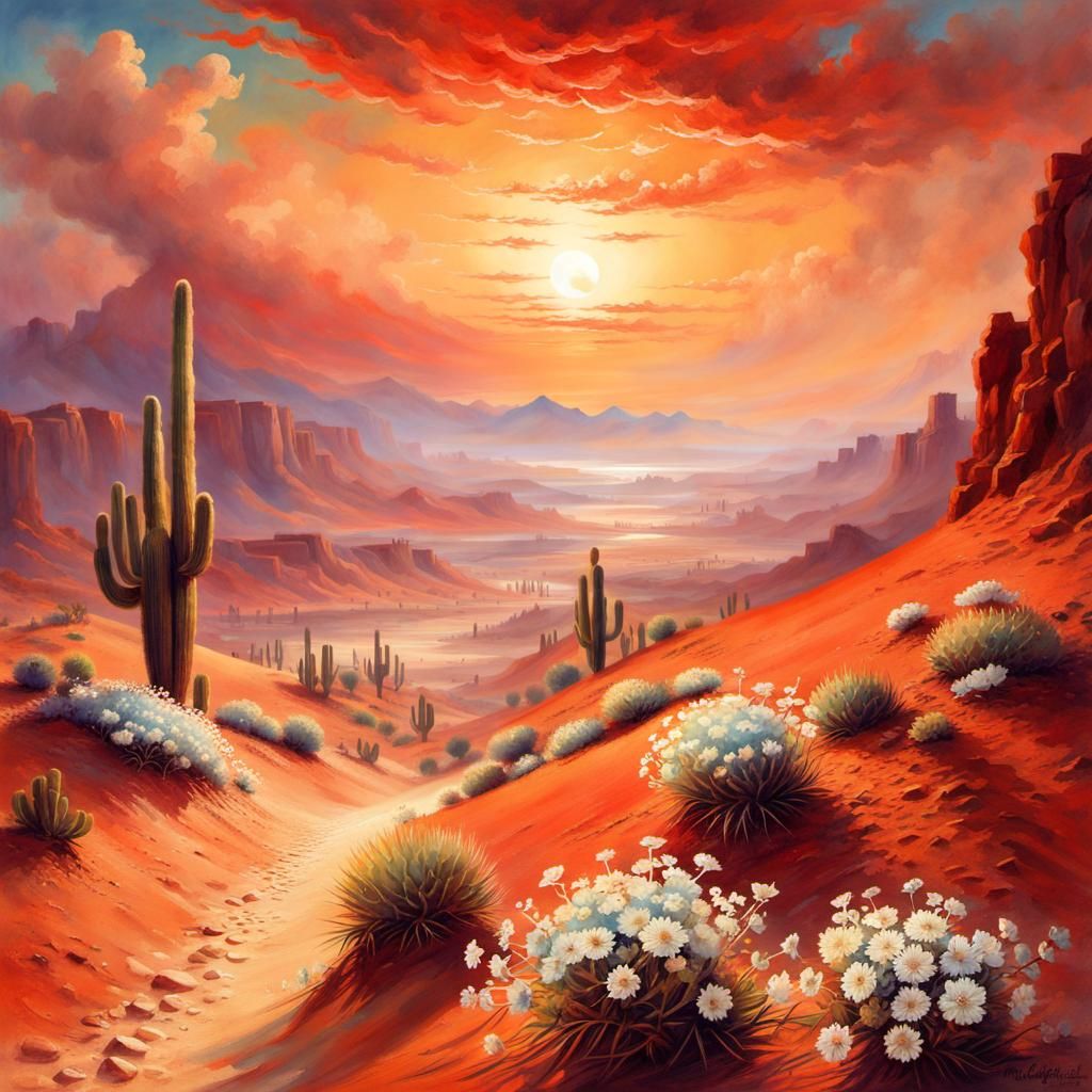 Dramatic Desert Canyon Landscape in Romantic Naturalism