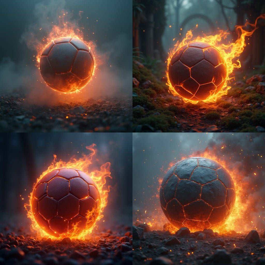 Football in Inferno: Fantastical Sports Scene in Deep Colors