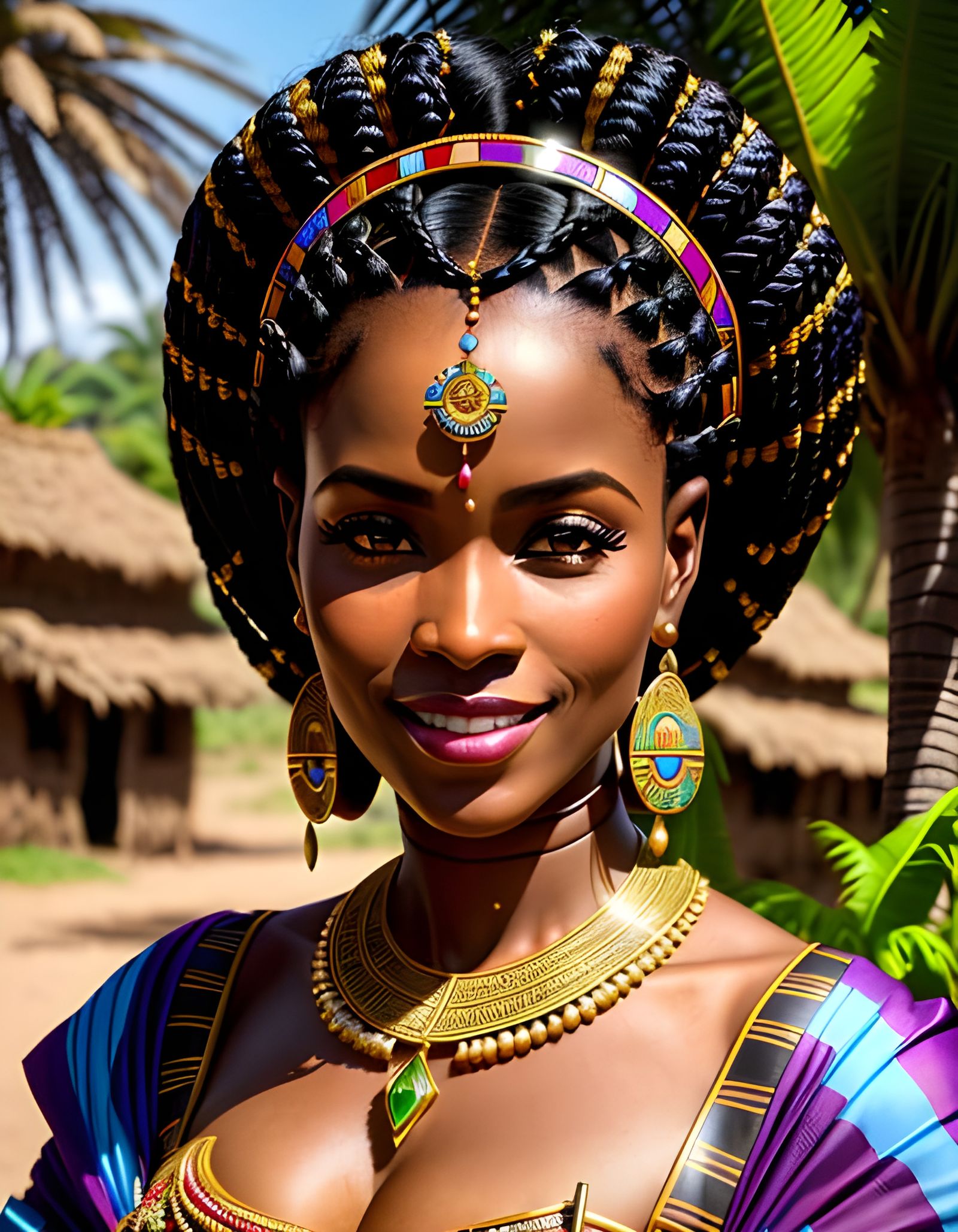 Gorgeous African Woman Portrait in Traditional Style