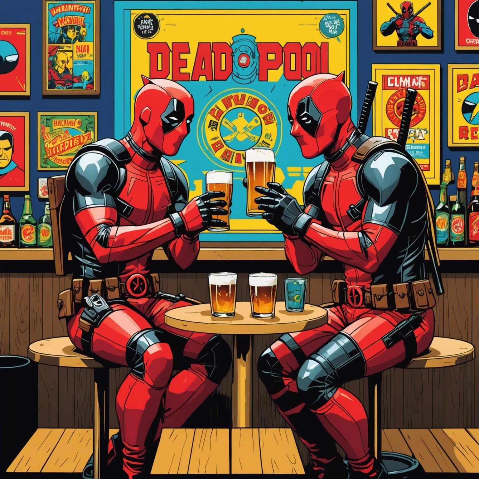 Deadpool Beer Chat in Pop Art Style