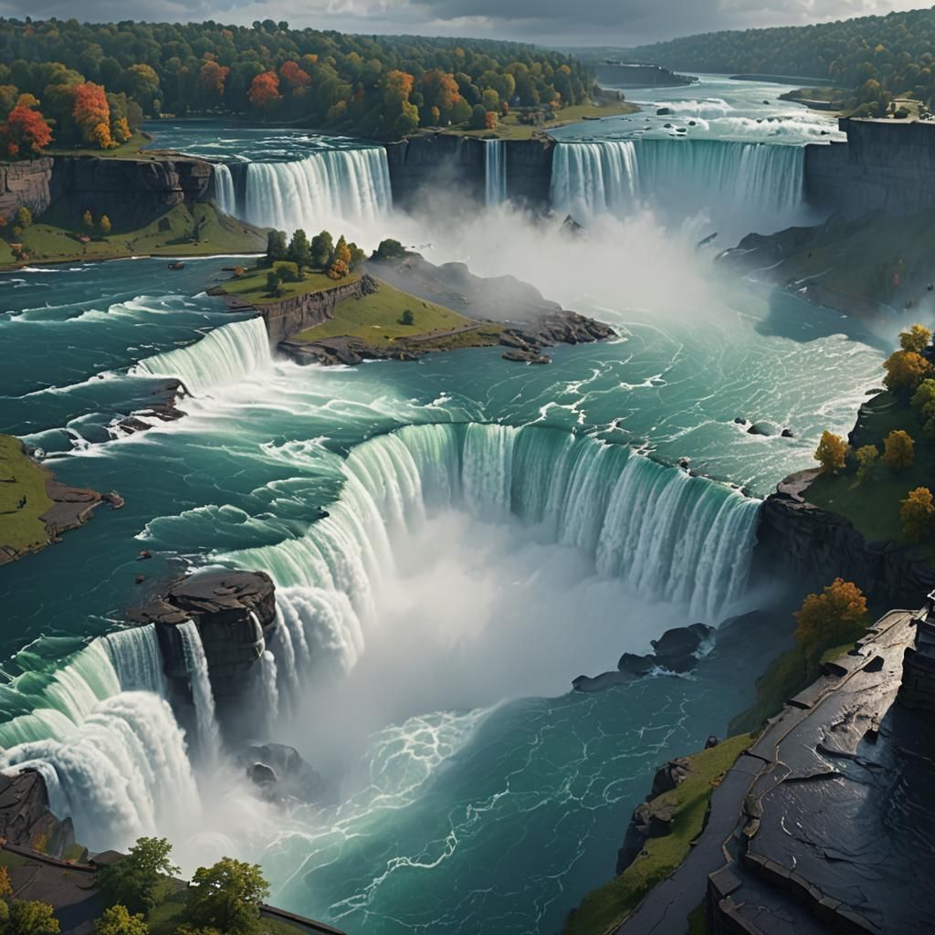 Niagara Falls in the Rain: Detailed Matte Painting