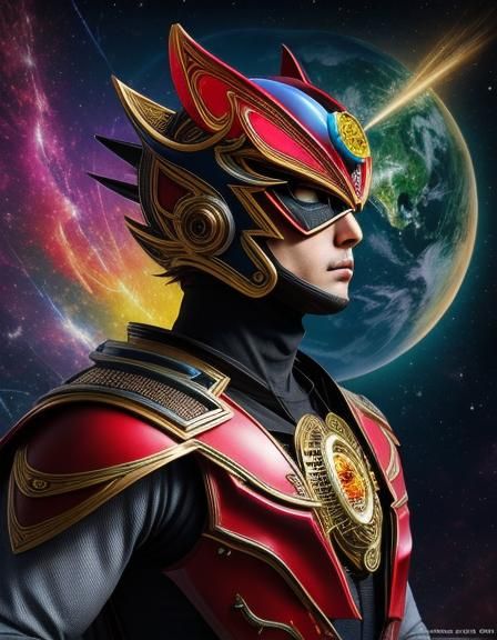 Psychedelic Tokusatsu Concept Art with Atlas Elements