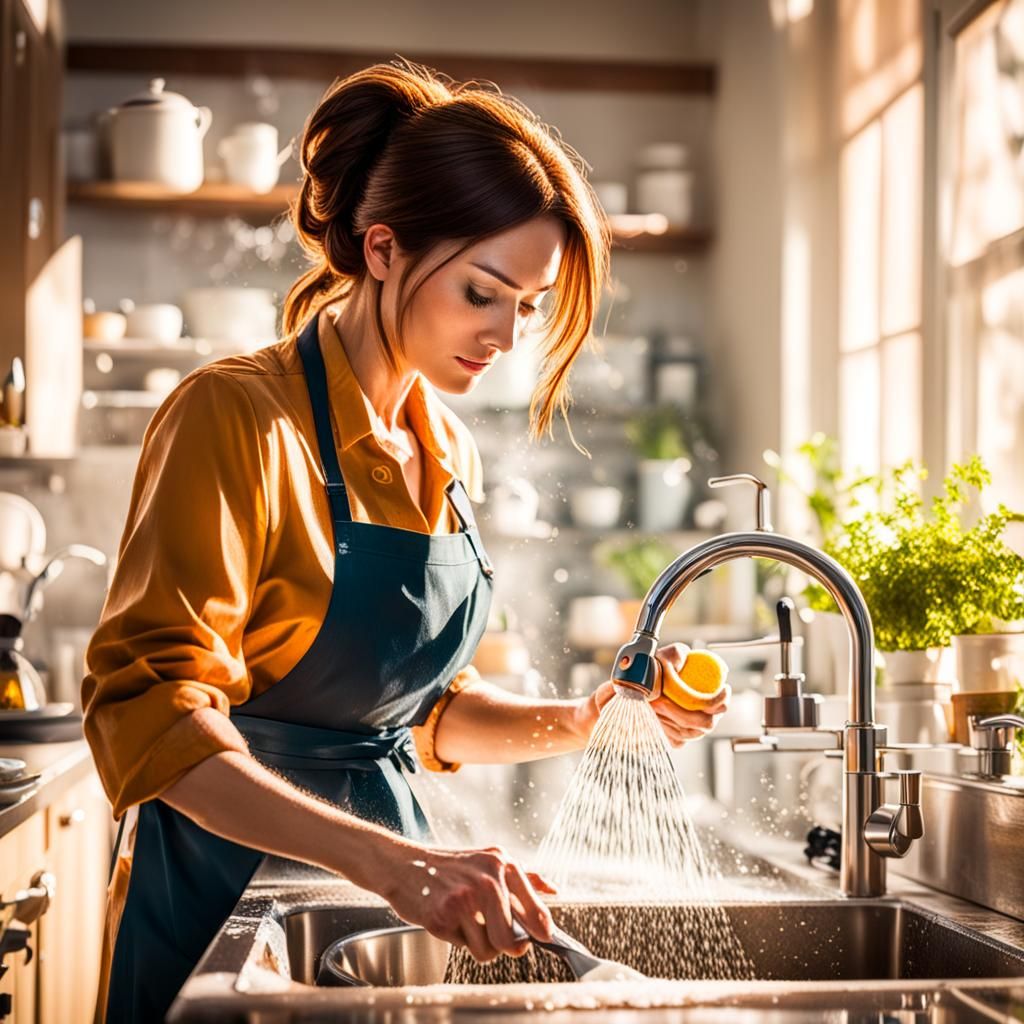 Washing Dishes in Natural Light: Professional Photo