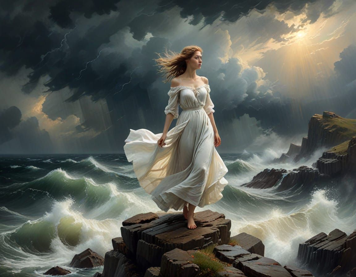 Turbulent Seascape in Moody Romantic Style