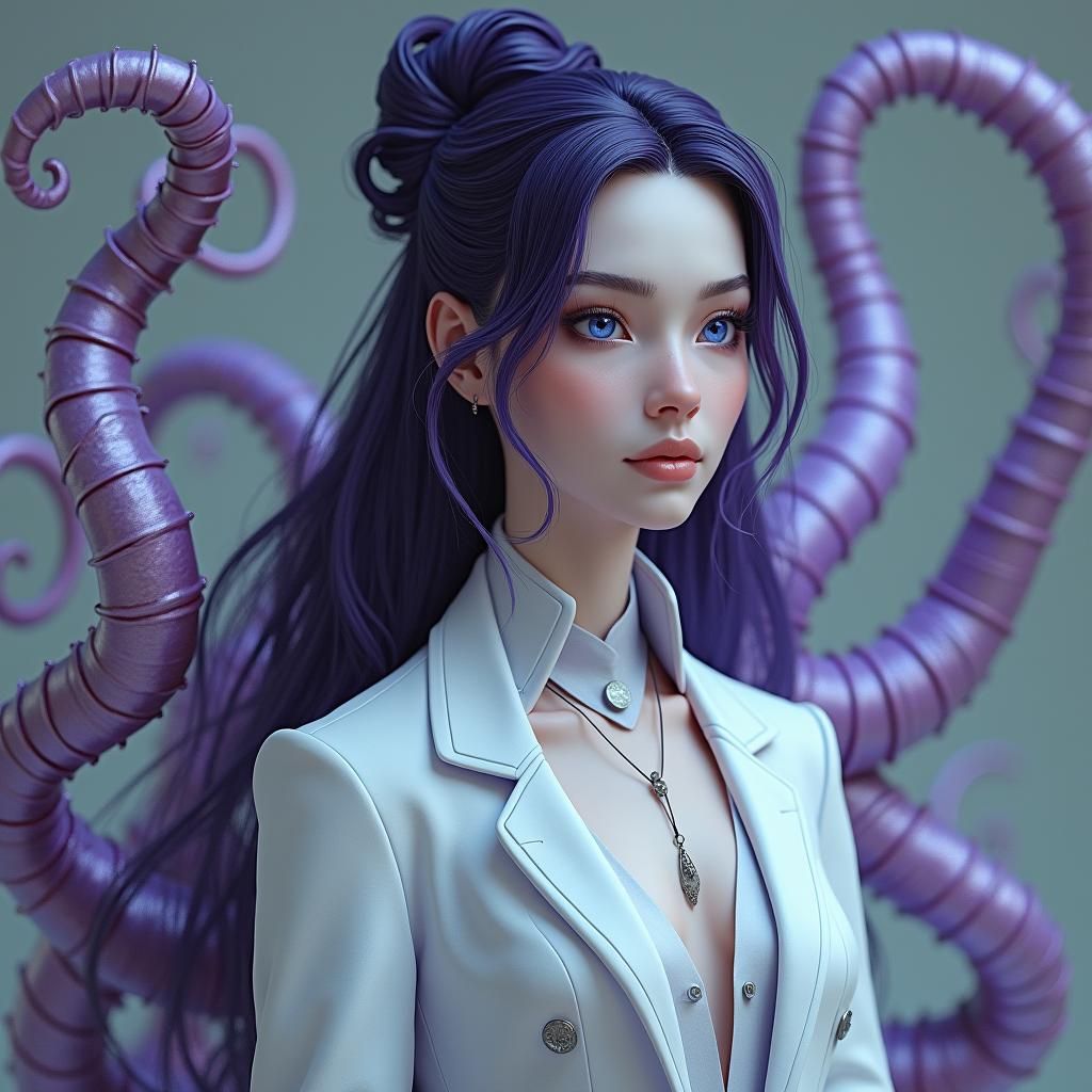 Elara with Robotic Tentacles: Sci-Fi Portrait