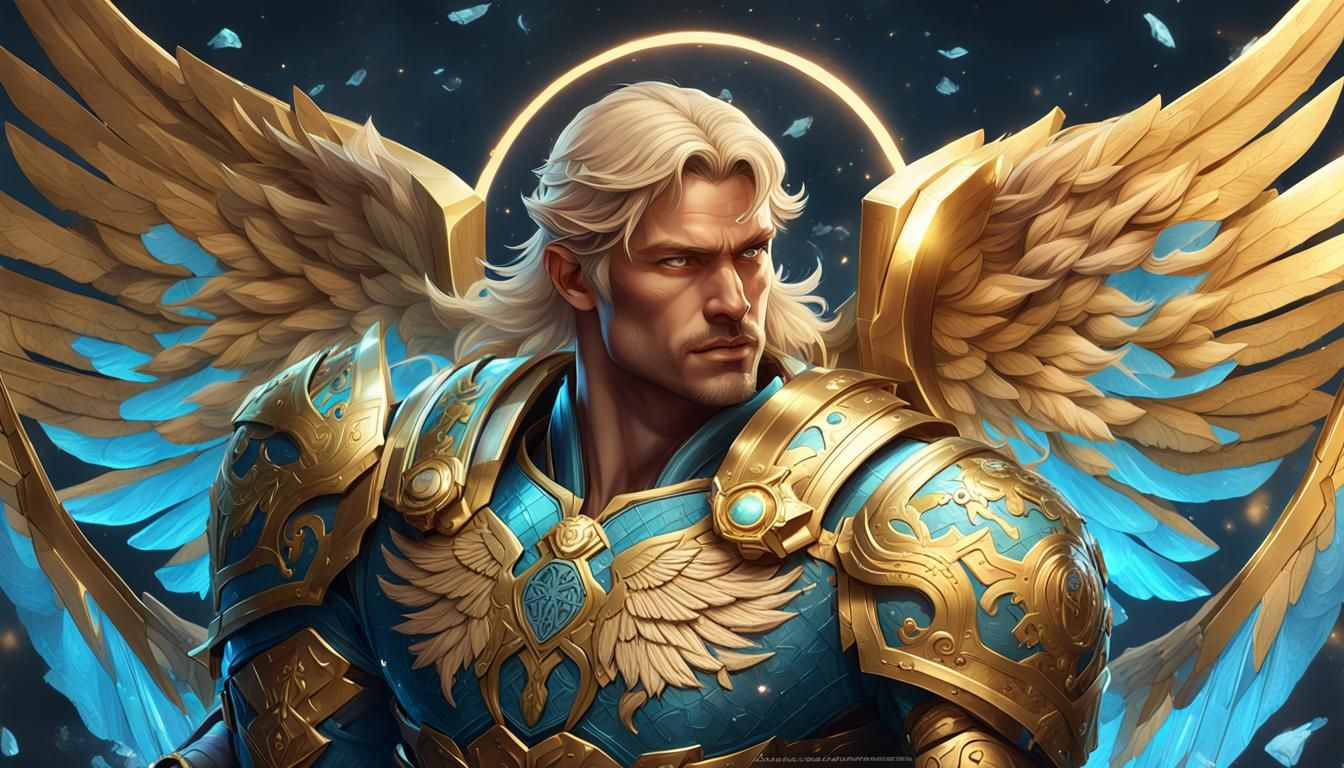 Uriel: Hyperrealistic Angel in Golden Armor