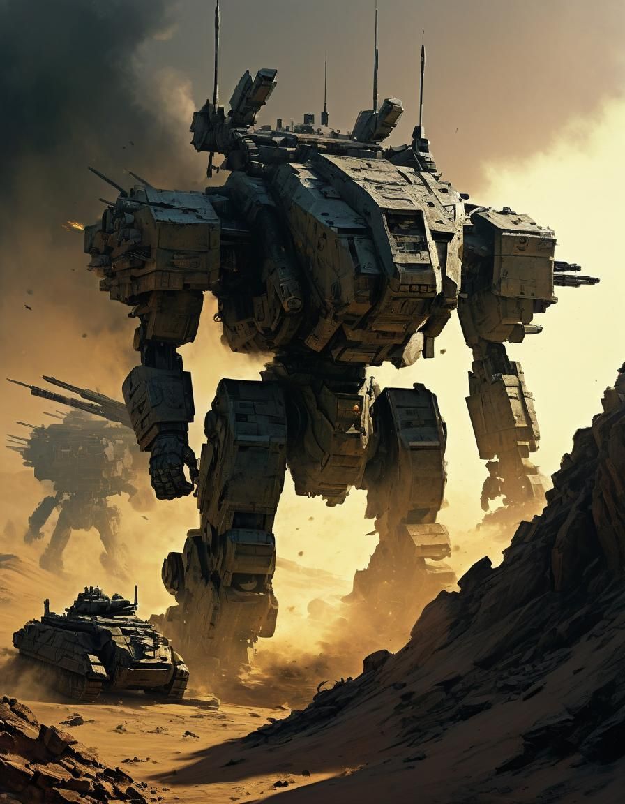 Armored Tank in Desert Heat, Doré Style