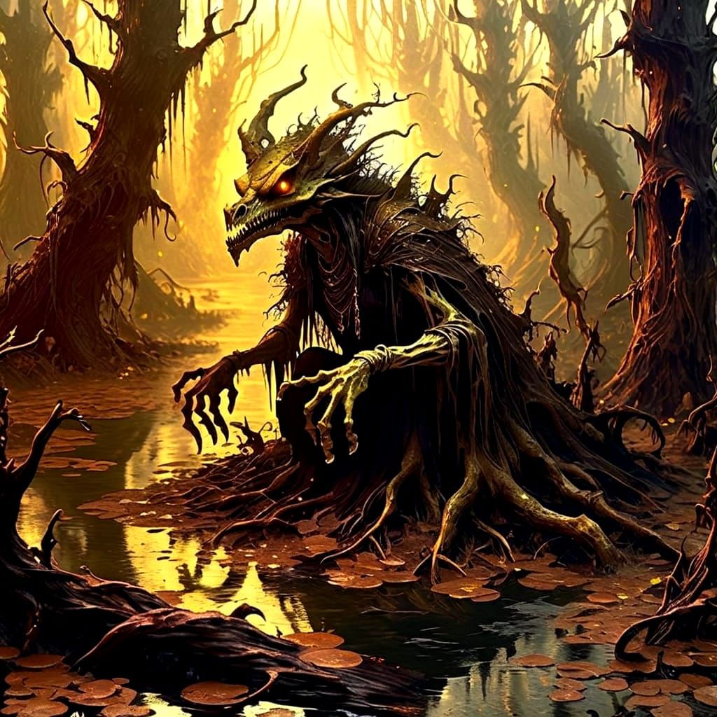 Ghastly Swamp Witch Emerges from Murky Depths