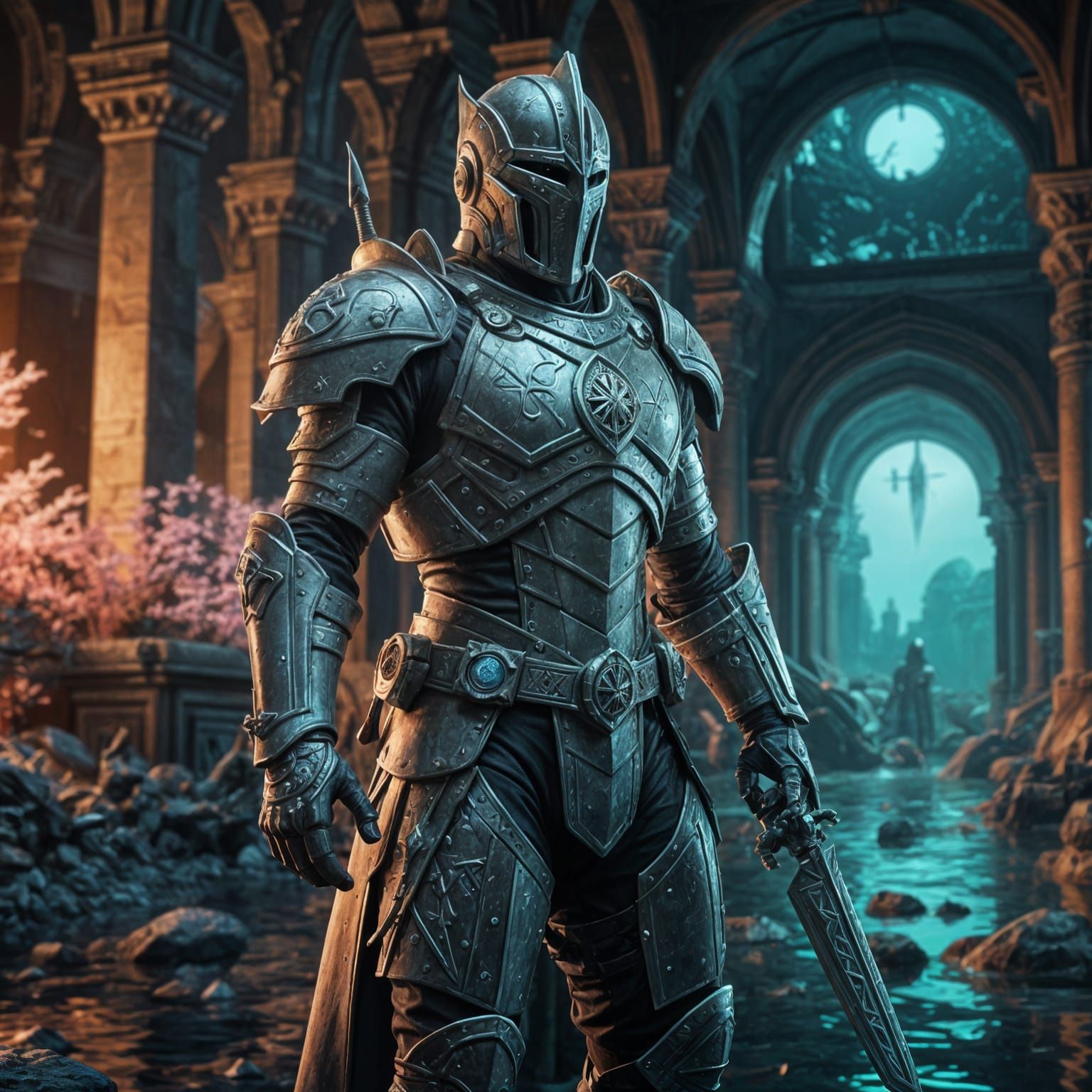 Underwater City Protected by Bioluminescent Knights Templar