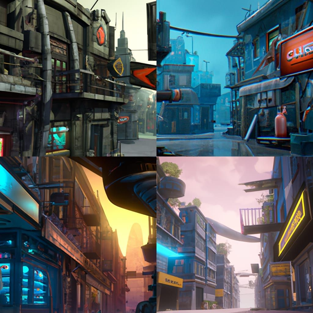 Futuristic Street View with Glitch Aesthetic