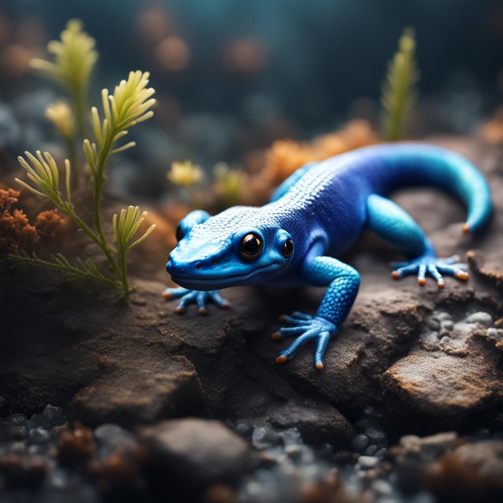 Blue Salamander in Unreal Engine, 8K Resolution