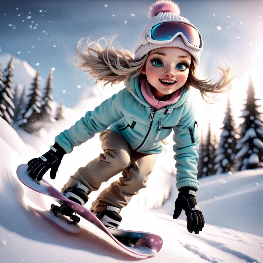 Winters Sports, Snowboarding cute girl