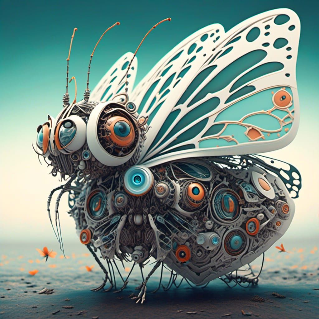 Mechanical Butterfly by Beeple, Digital Art, 3D Illustration
