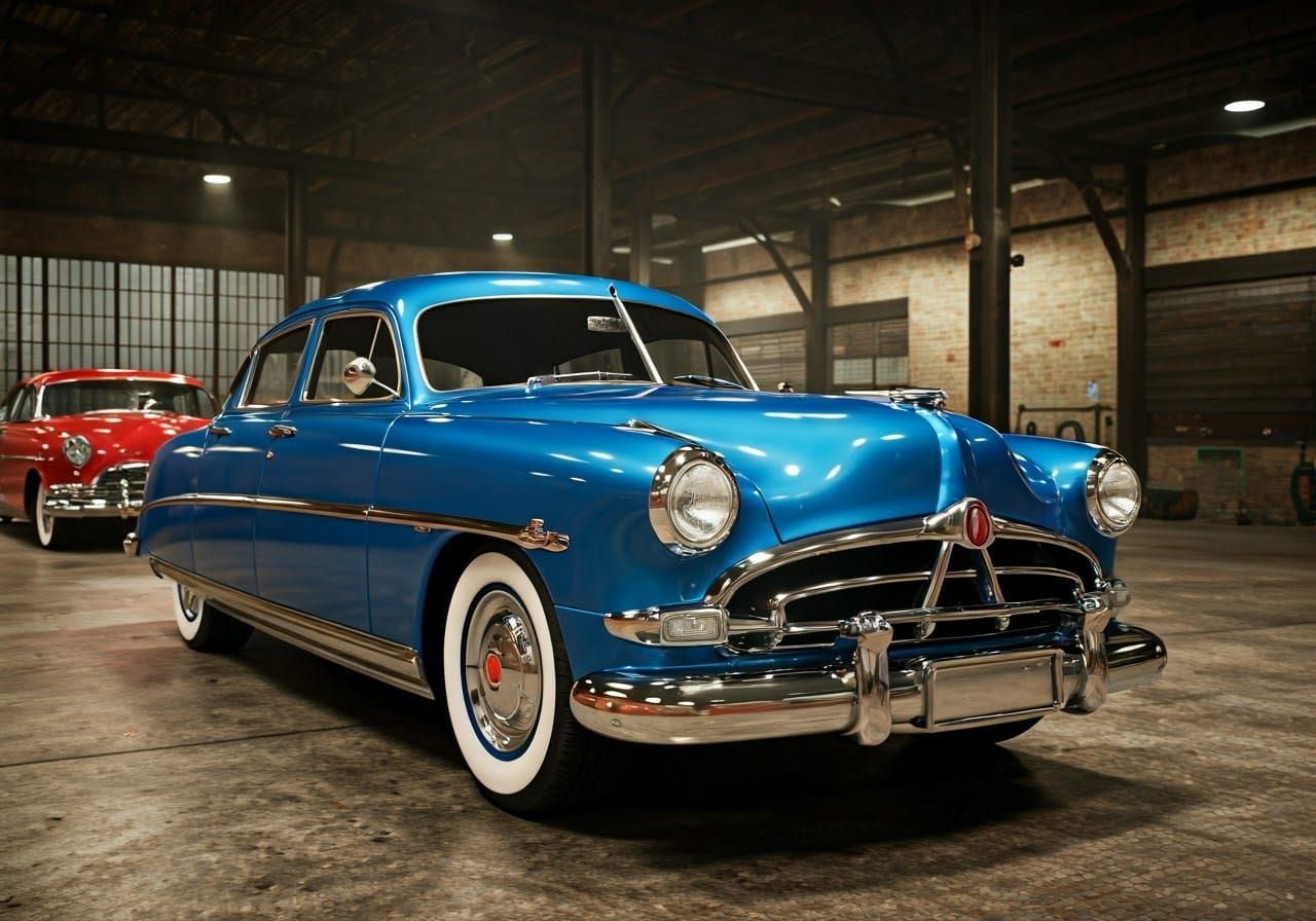 Classic American Luxury Cars in a Nostalgic Garage Setting