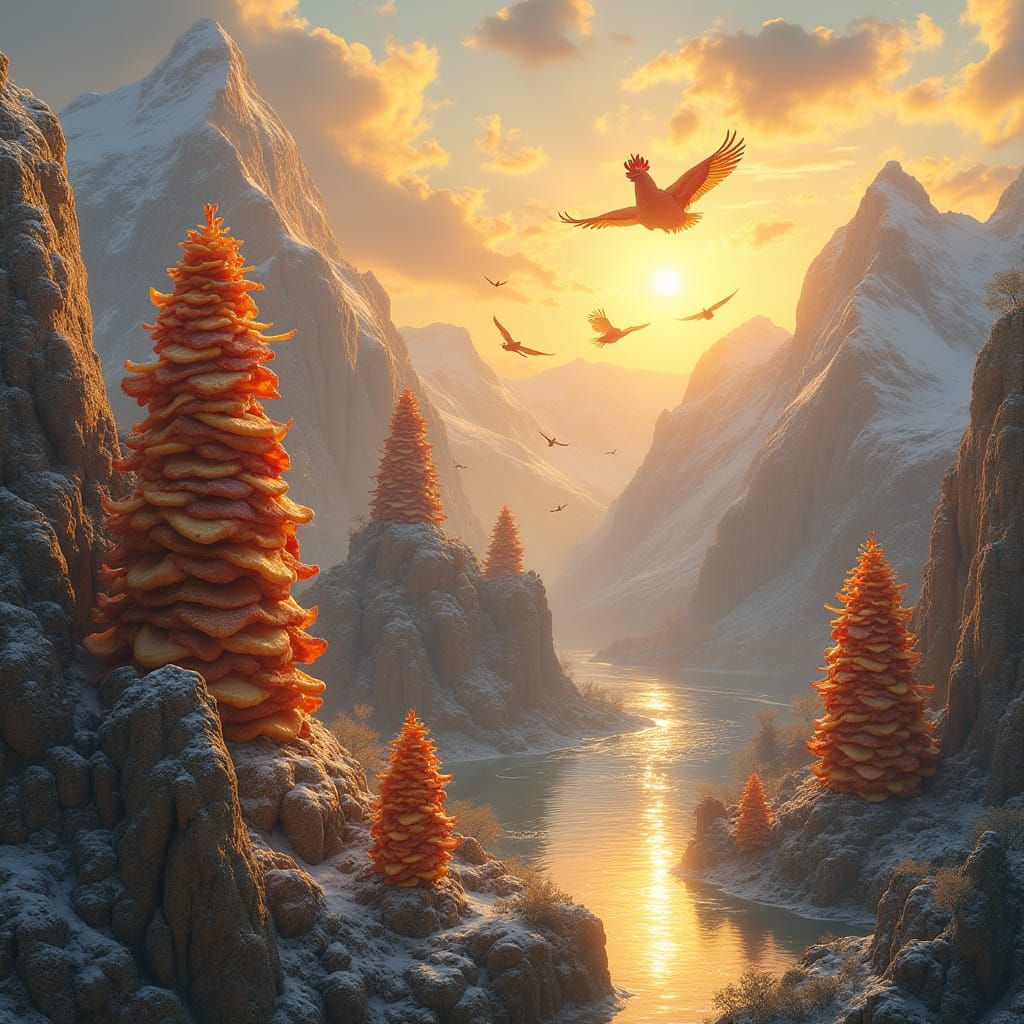 Chicken Mountains at Sunrise: A Photorealistic Landscape