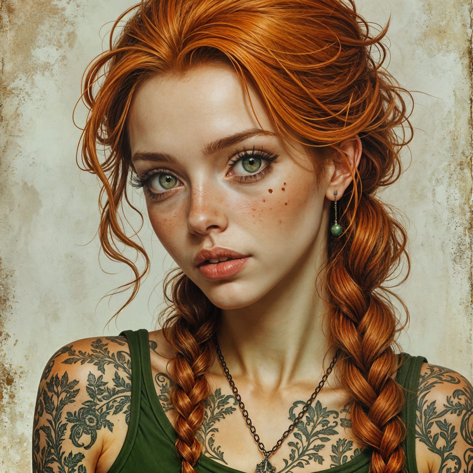 Ginger Adventuress Portrait in Detailed Fairytale Style