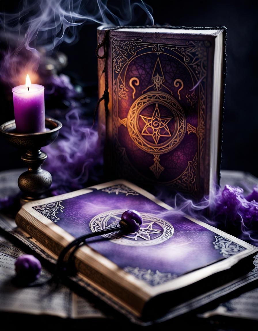 Runic Magic Book with Smoke in Viking Art Style