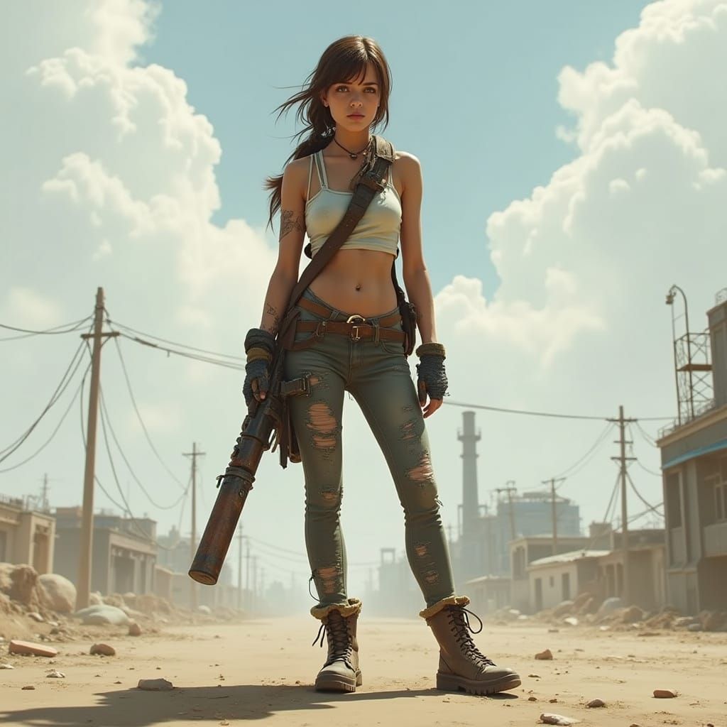 Post-Apocalyptic Survivor with Makeshift Weapon